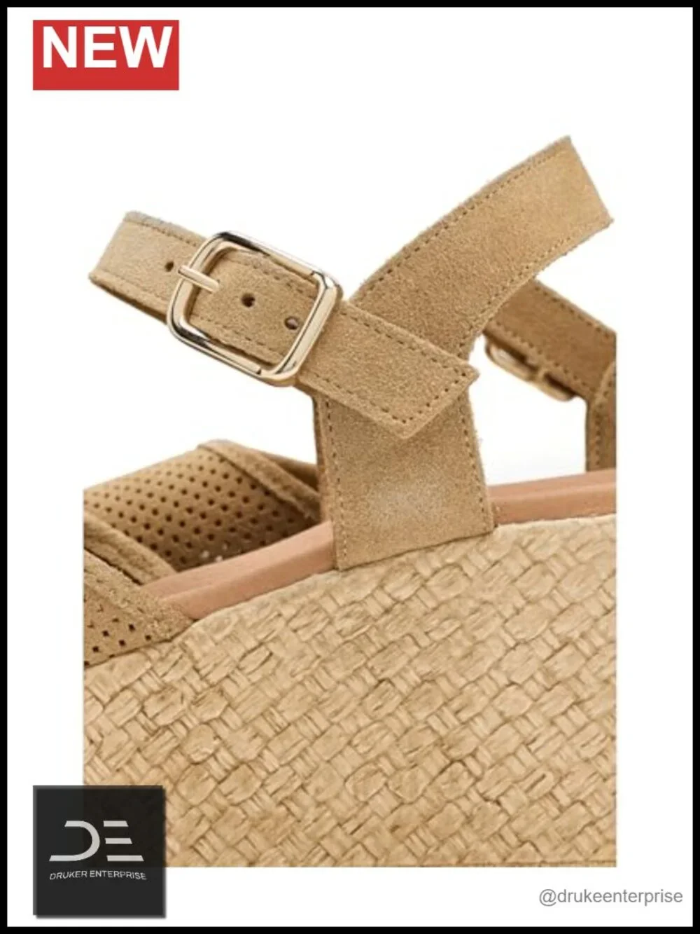 Woven Open Toe Ankle Strap Wedge Heel Sandal